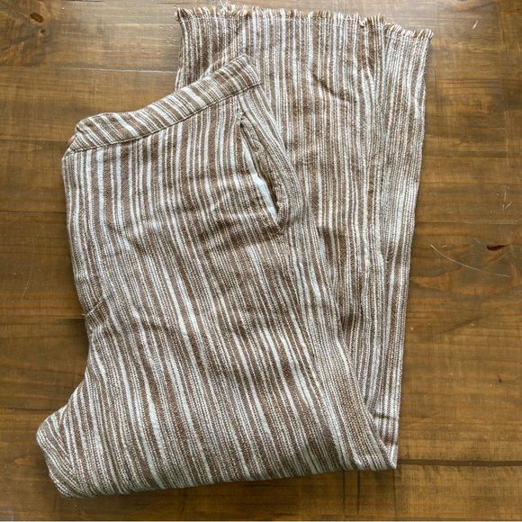 Free People Marta Yarn Stripe Dyed Trouser Pants-Brown/Ivory-8-Boho/Fringe Hem - Picture 5 of 7